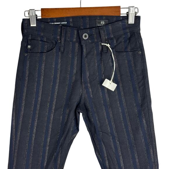 ADRIANO GOLDSCHMIED FARRAH HIGH RISE‎ SKINNY ANKLE JEANS METALLIC STRIPE SIZE 24 - Picture 5 of 15